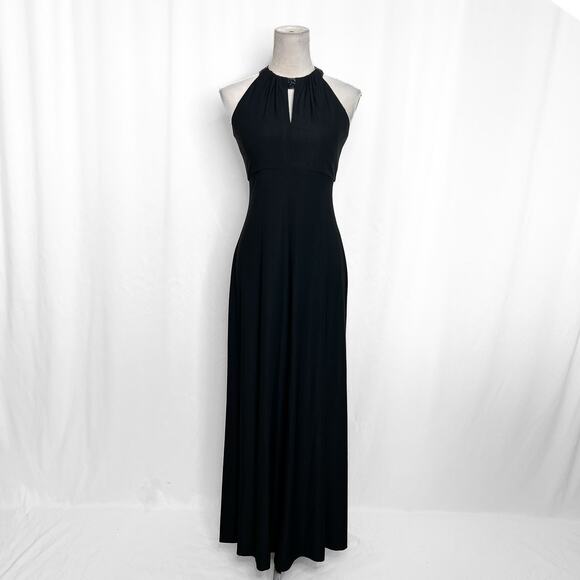 Alex Evenings Vintage 90s Beaded Halter Evening Gown Maxi Sheath Dress Classic - Picture 1 of 9